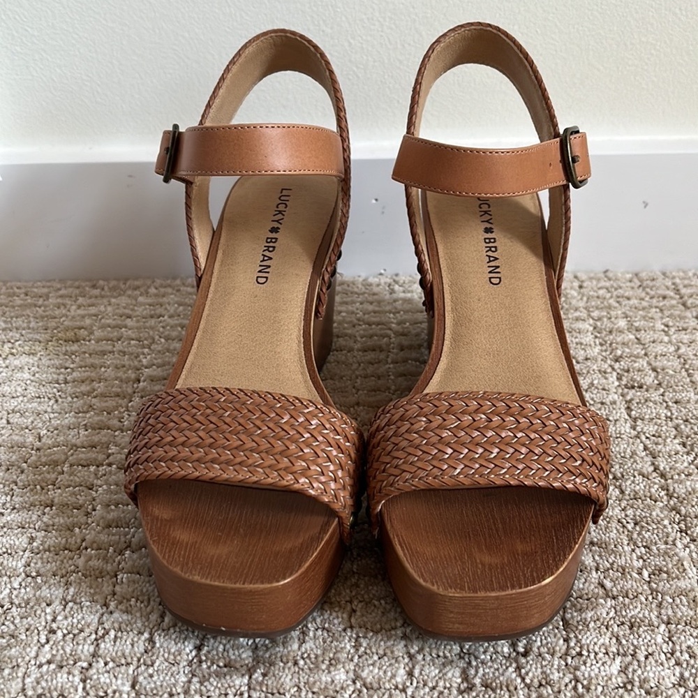 Lucky Brand Braided Strap Wedge Sandals - Picture 3 of 7